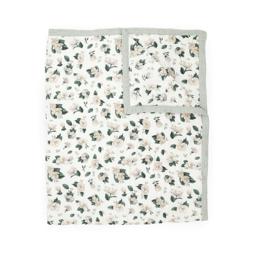 Organic Cotton Muslin Quilted Throw - Little Dino