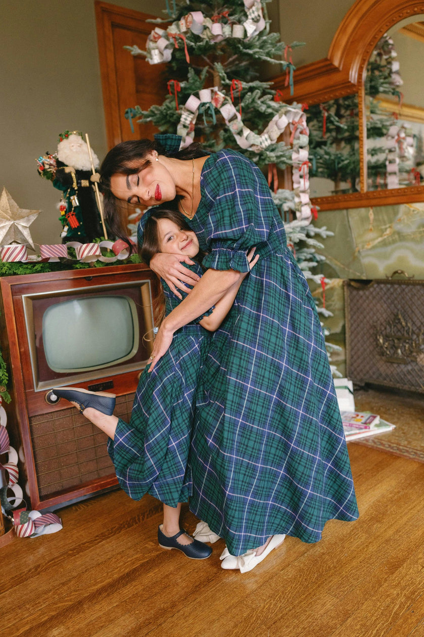 Mini Teagan Dress in Emerald Plaid