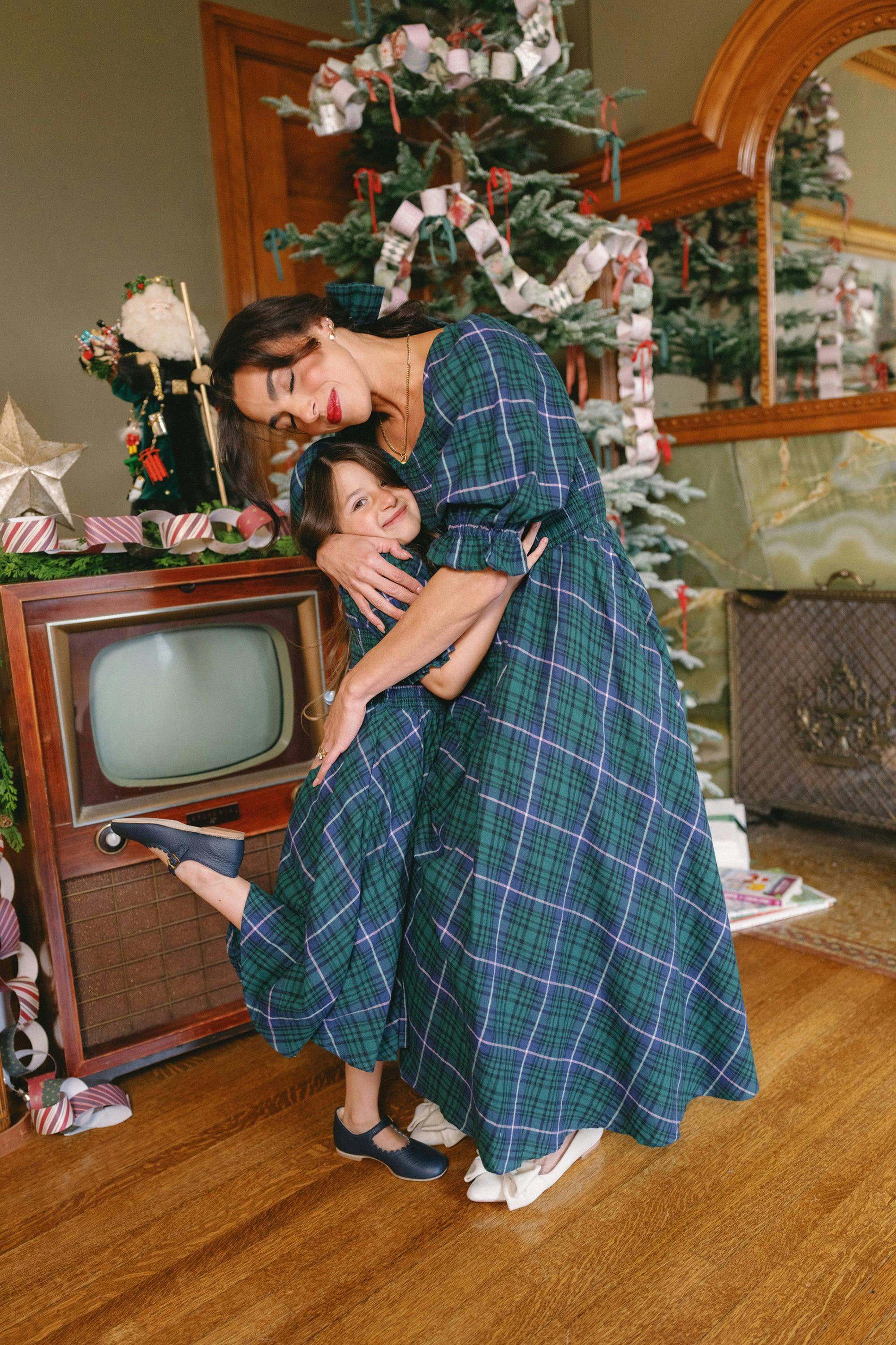Mini Teagan Dress in Emerald Plaid