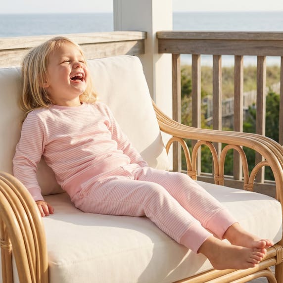 Peony Stripe Little Lounger Bamboo Sweatsuit