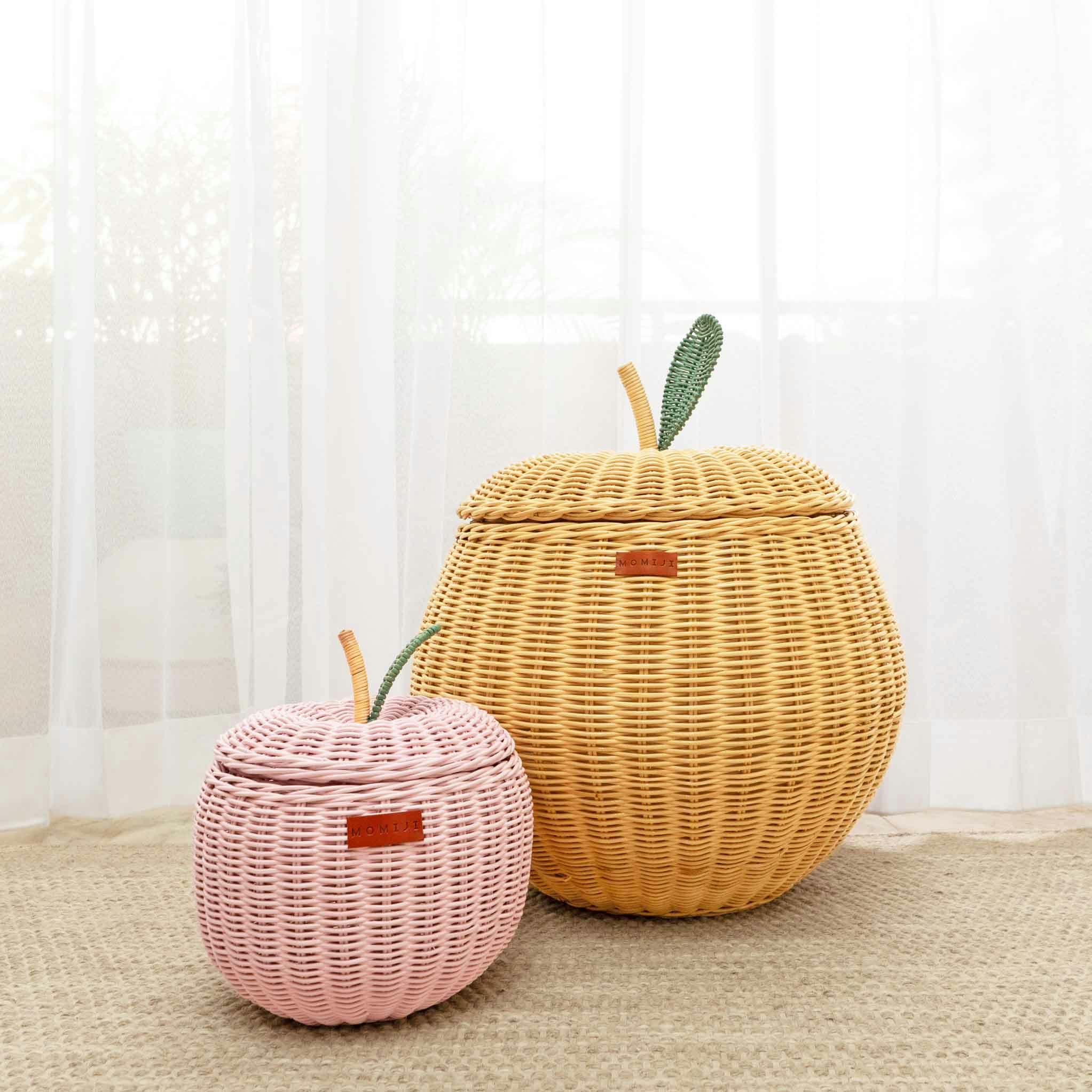 Apple Rattan Storage Basket Pink - Small
