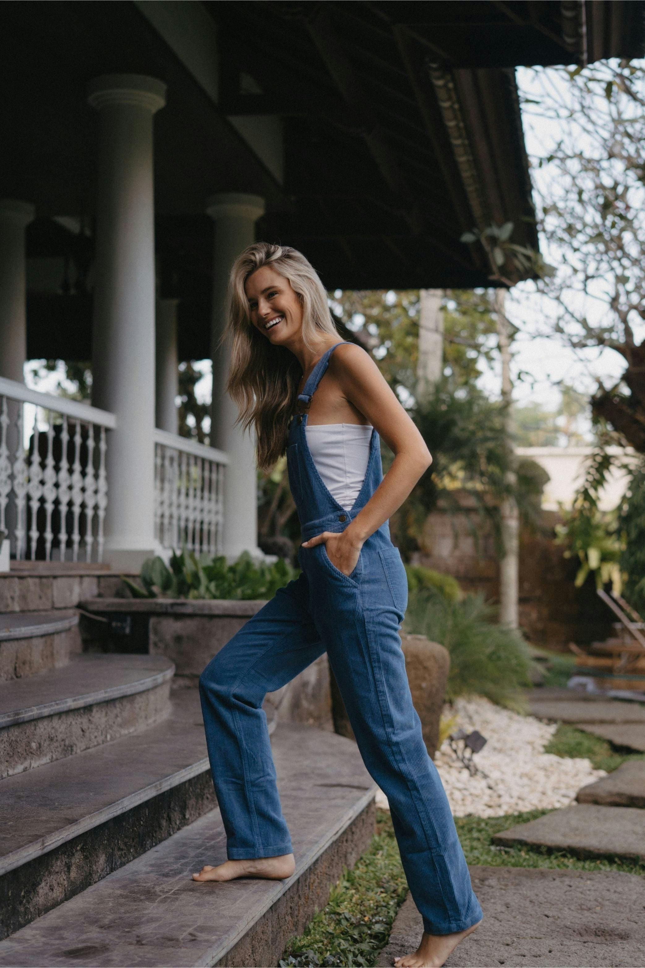 Adult Blue Chunky Cord Overalls