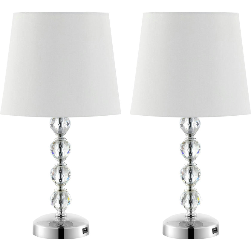 Nola Stacked Crystal Ball Lamps With USB Port