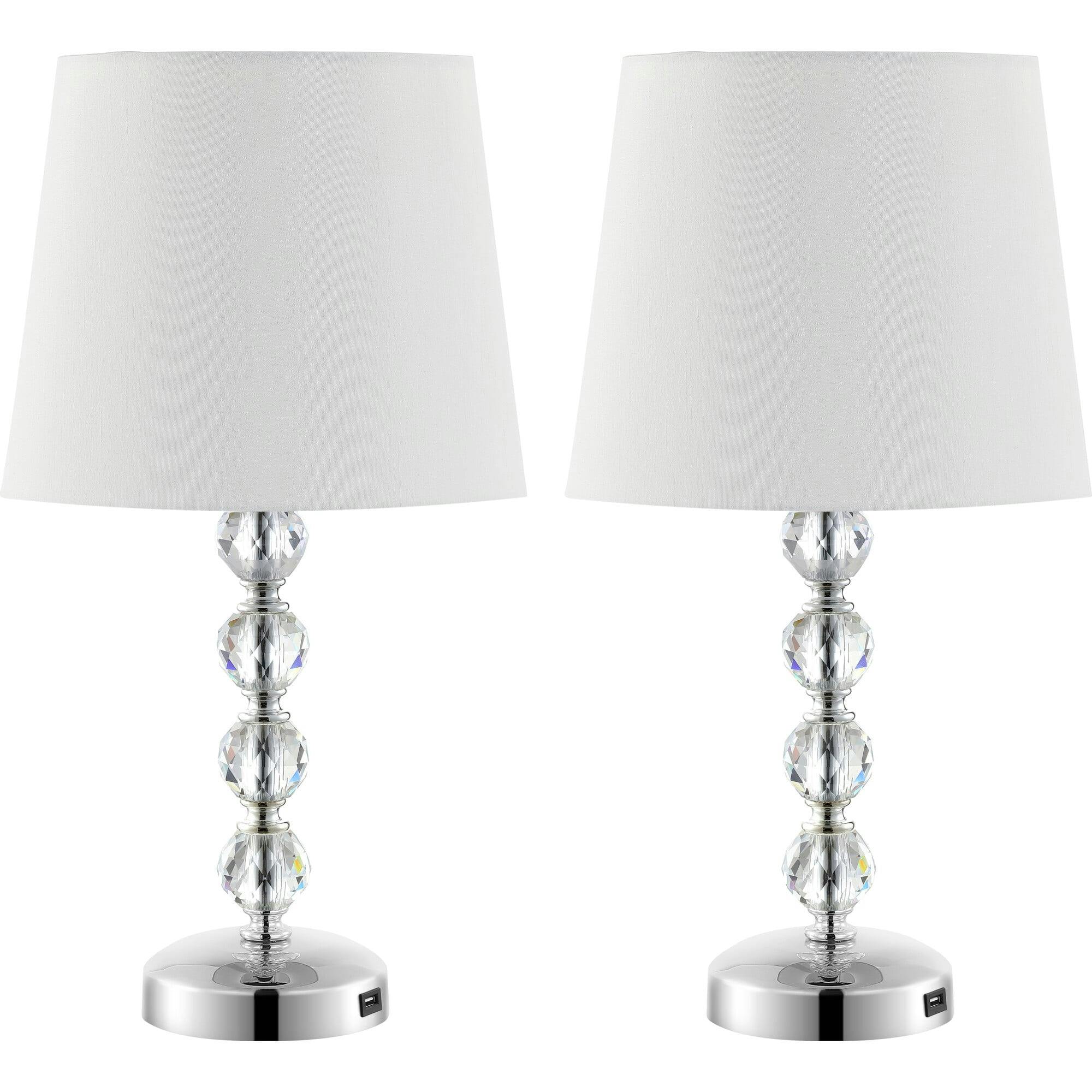 Nola Stacked Crystal Ball Lamps With USB Port