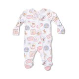 Rodeo Patches Pink - 2 Way Ruffle Back Zipper Footie