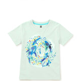 Sharks & Diver Graphic Tee, Green