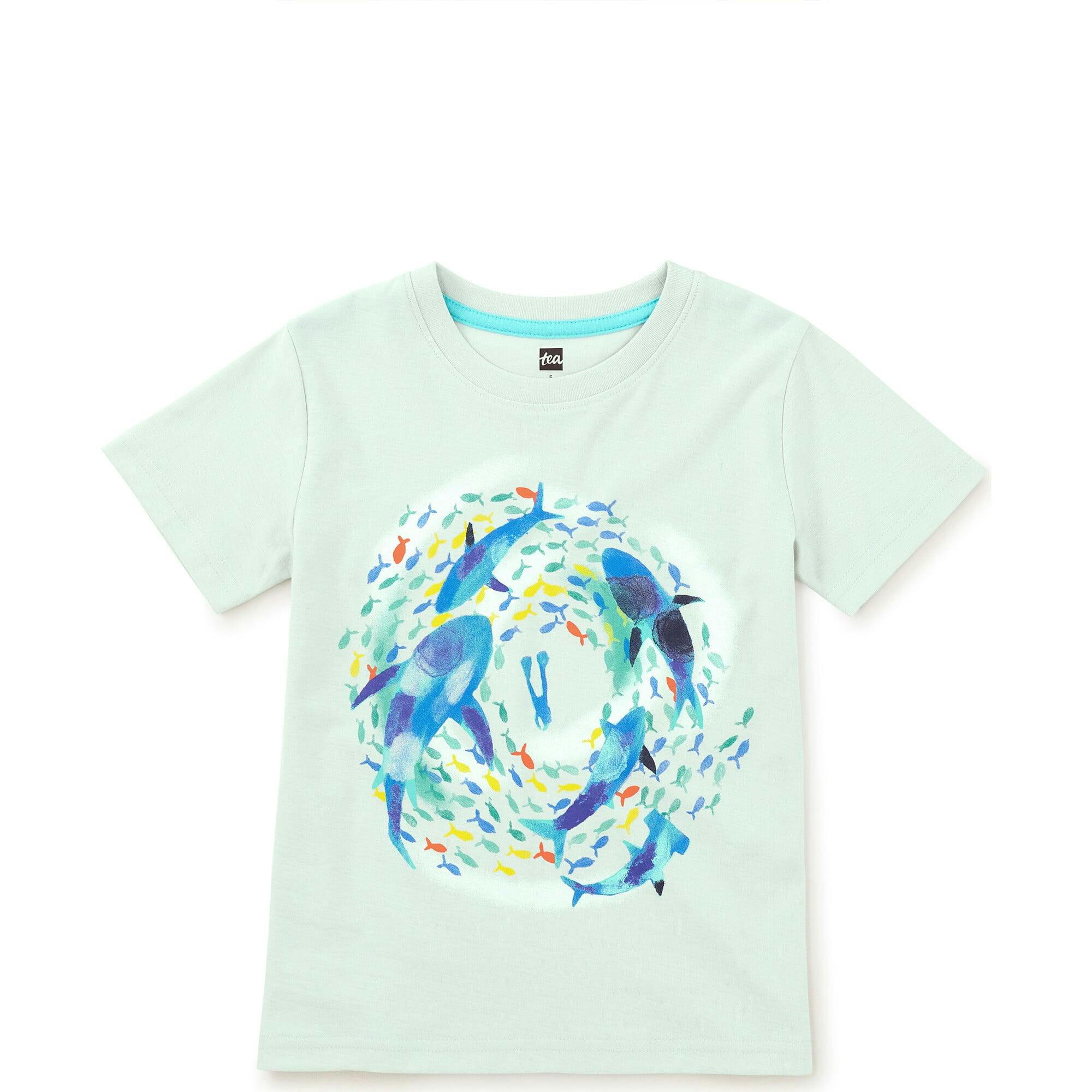 Sharks & Diver Graphic Tee, Green