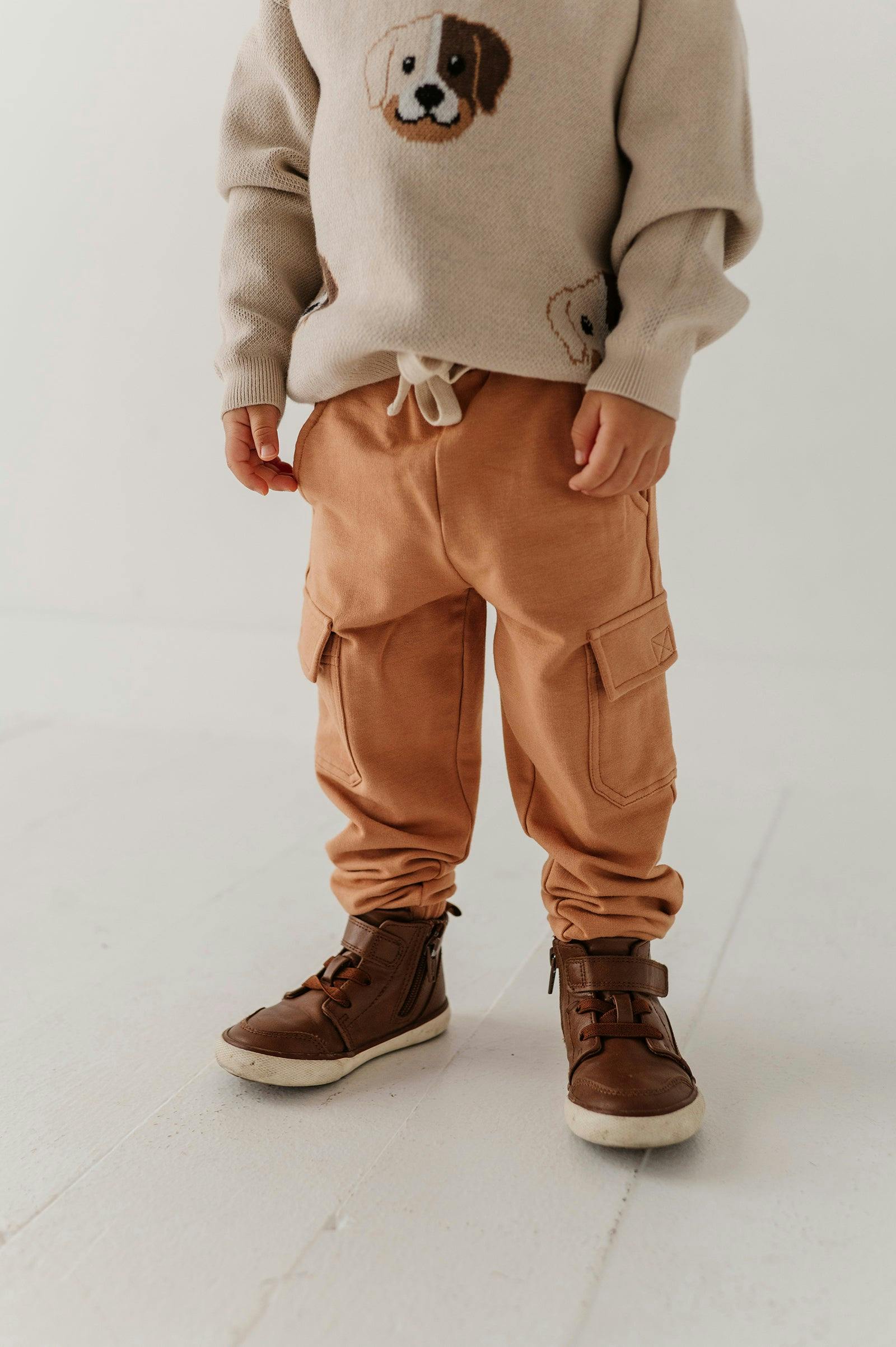 Boys Cargo Pants in Chai