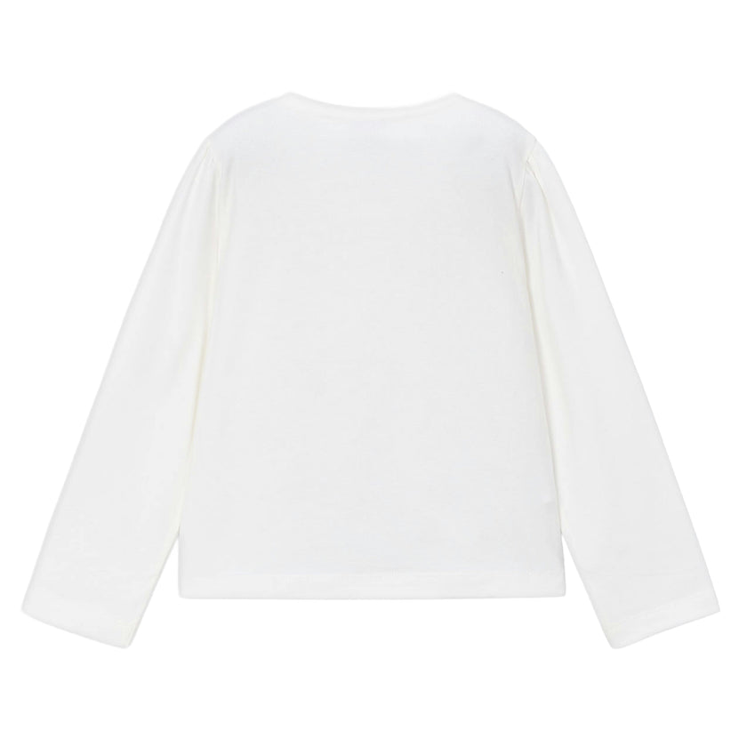 White Long-Sleeve Flower Tee