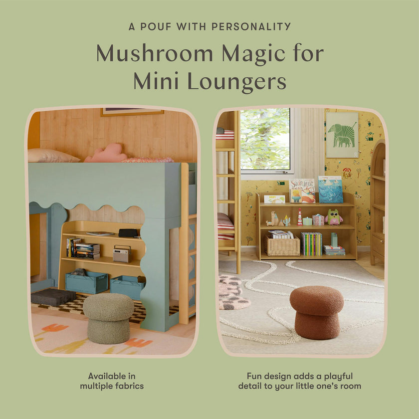 Mini Mushroom Pouf in Rouge Teddy Loop