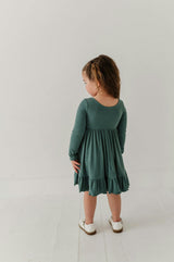 Girls Ribbed Ballet Dress in Atlantic