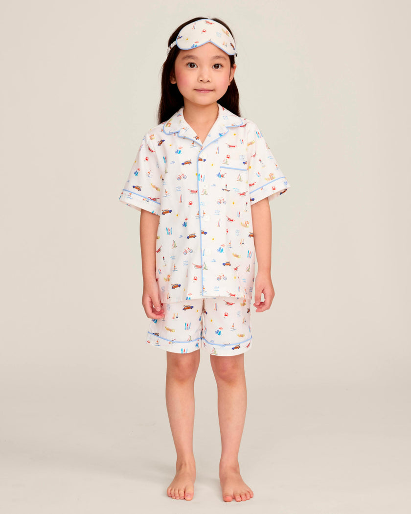 Kid's Twill Pajama Short Set in Summer Nostalgia