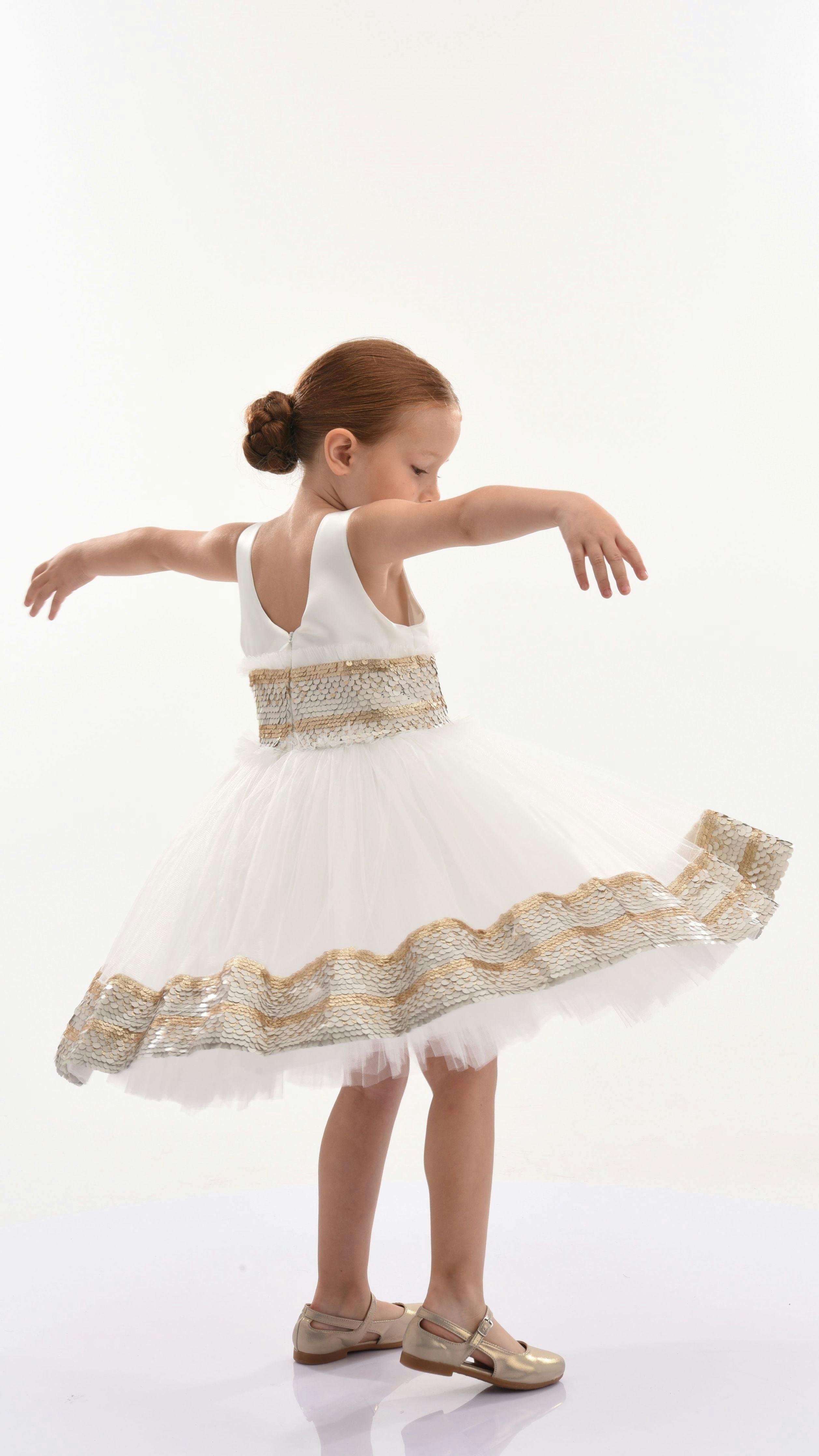 White Lorelei Sequin Hem Dress