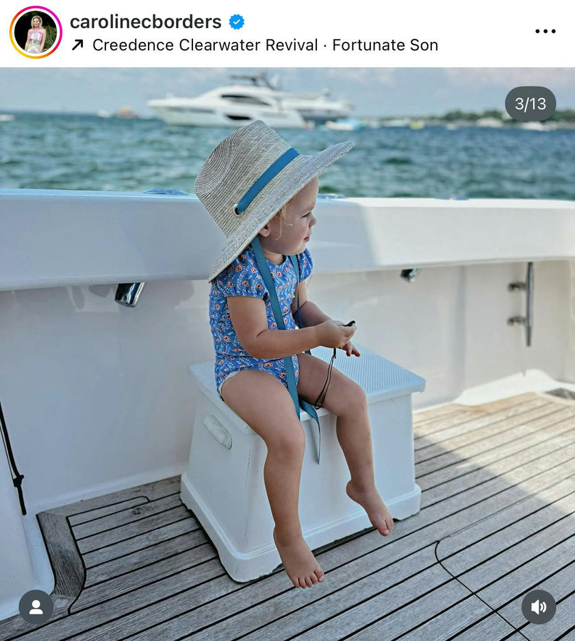 Mommy & Me Sun Hat Set - Hollyhock & Petunia - Long Olive Green Grosgrain Ribbon