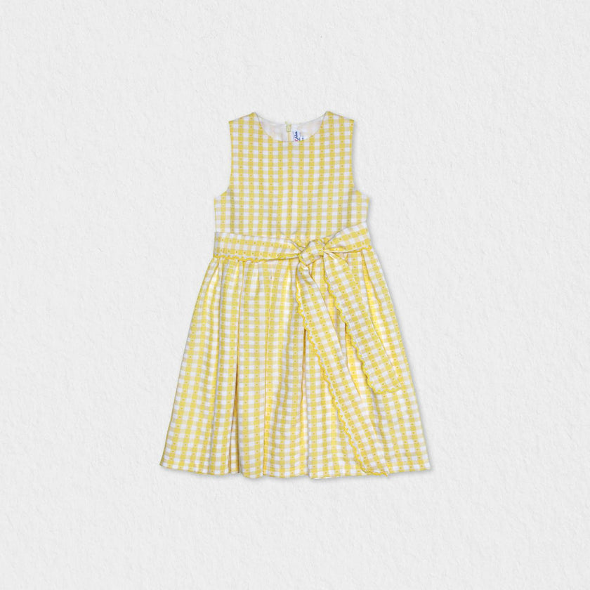Etoile Girl Dress Sleeveless, Yellow Check