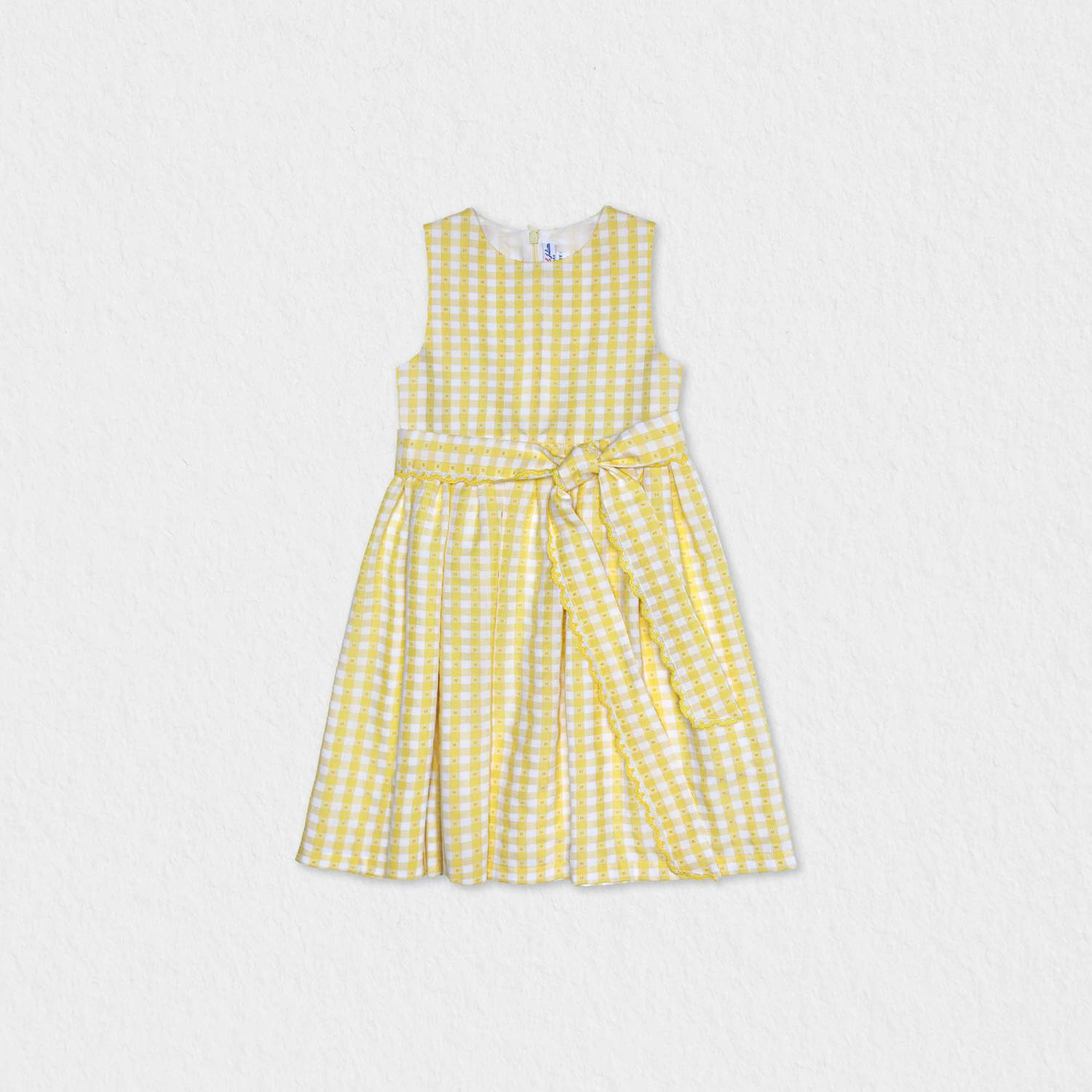 Etoile Girl Dress Sleeveless, Yellow Check