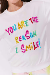 Women’s White You are The Reason I Smile Sweatshirt
