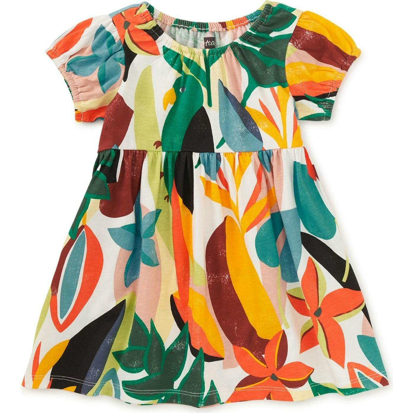 Puff Sleeve Empire Dress, Multi