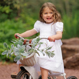 Girls White Floral Smocked Dress