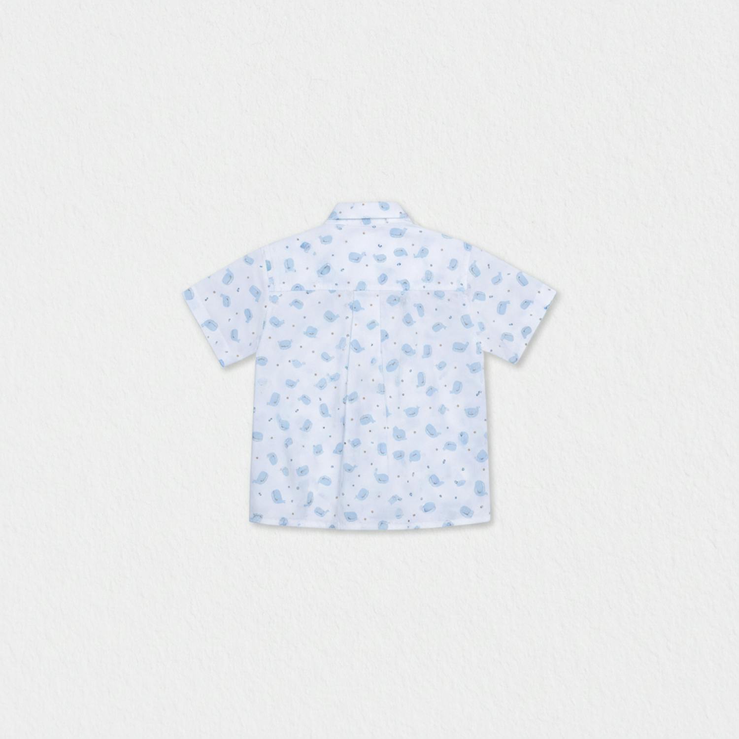 Colin Baby Boy Shirt Short Sleeve Cotton, Blue Whale