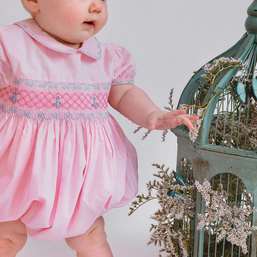 Charlotte Pink Smocked Romper
