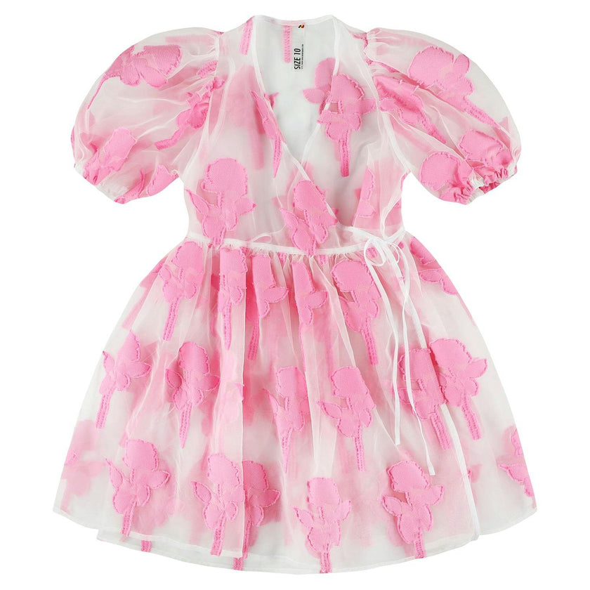 CAROLINE BOSMANS Rose Gauze Wrap Party Dress