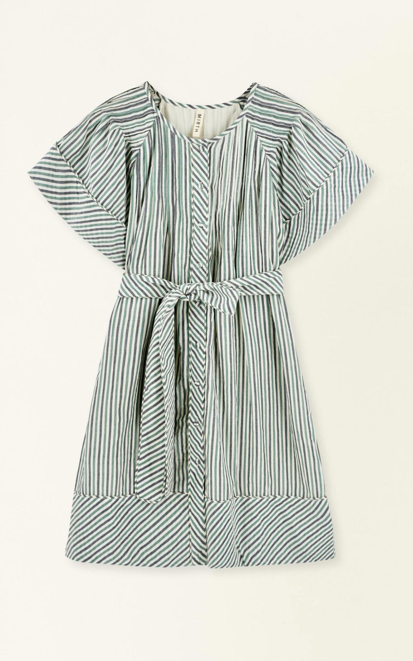 Vienna Pintuck Dress in Dune Stripe