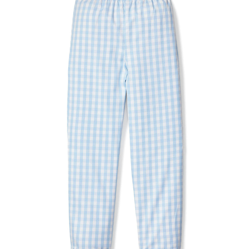 Kid's Twill Pajama Pants in Light Blue Gingham
