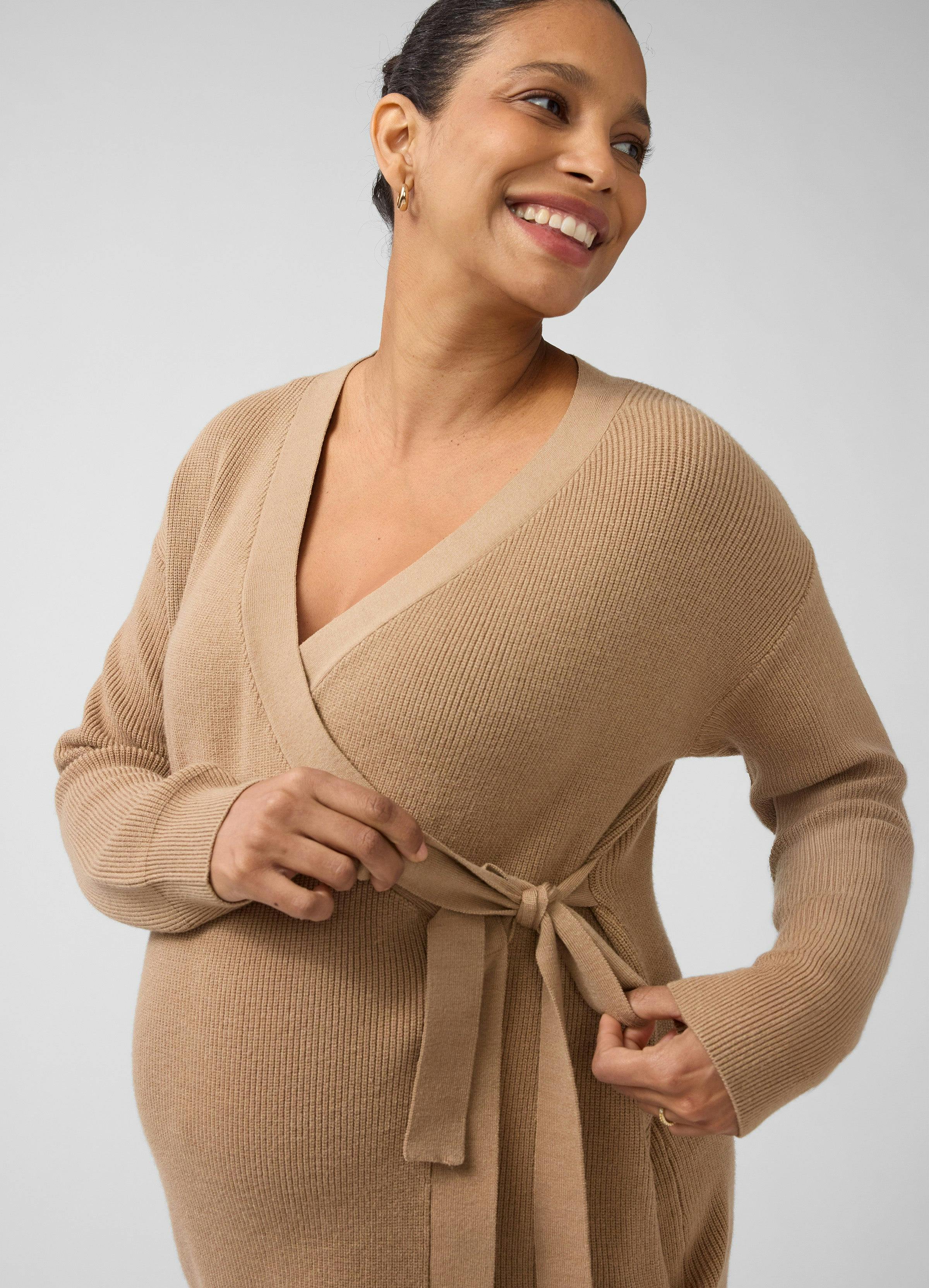 Ribbed Knit Crossover Maternity Nursing Cardigan