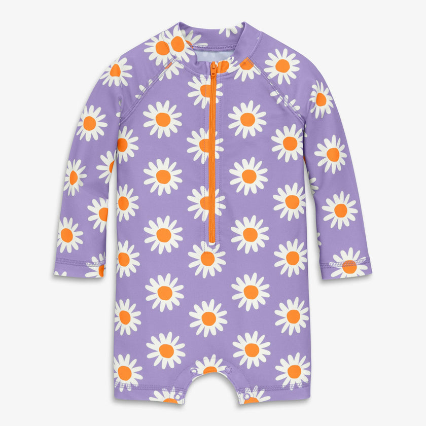 Clearance baby one-piece rash guard in daisies