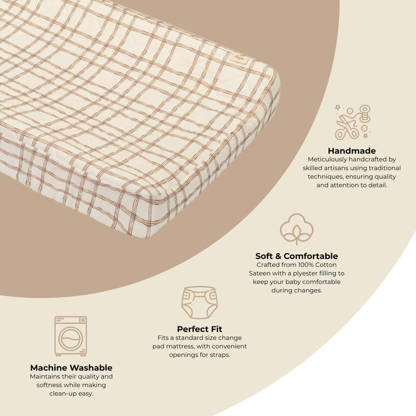 Charlie Farmhouse Quilted Changing Pad Cover for Nursery