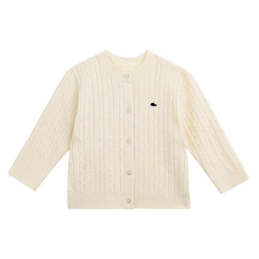 Beige Cable Knit Cardigan