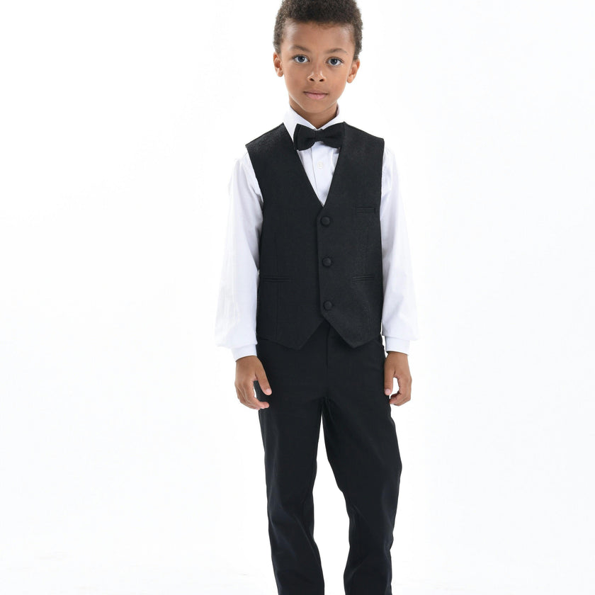 Black Print Vest & Bowtie