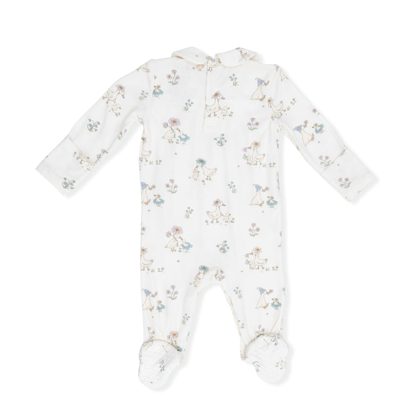 Flower Ducklings - Smocked Peter Pan Snap Footie
