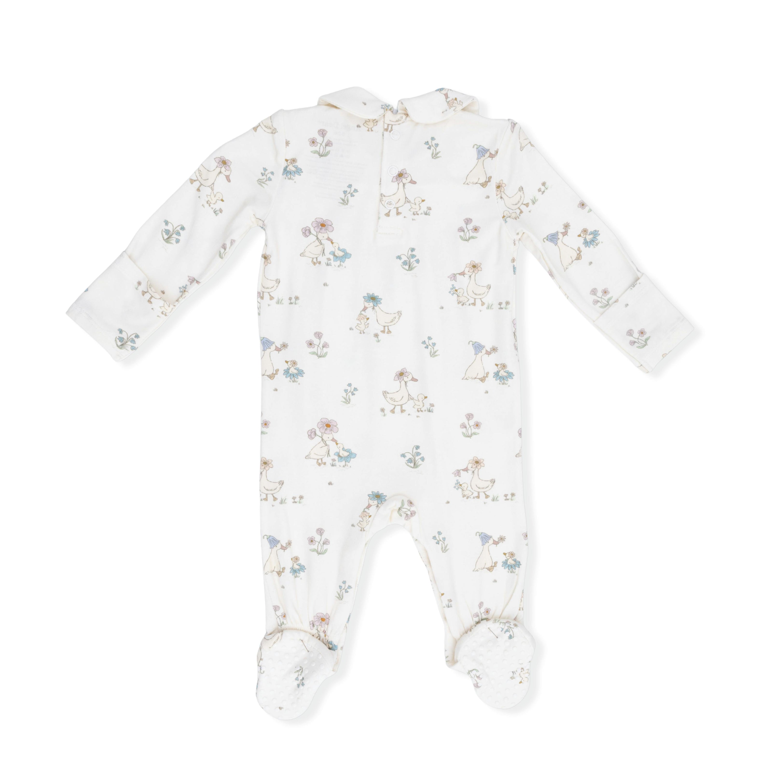 Flower Ducklings - Smocked Peter Pan Snap Footie