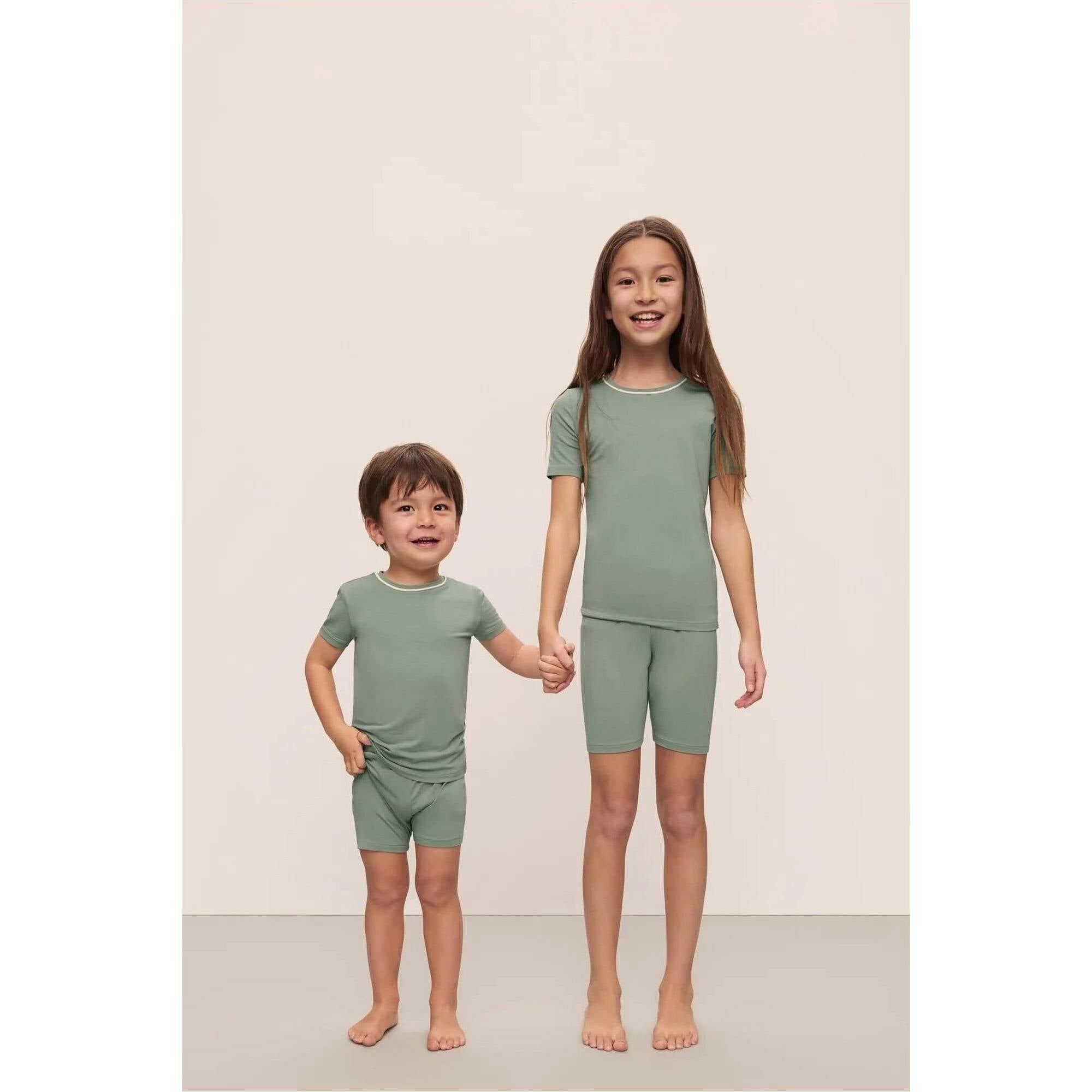 Kids TENCEL Modal Unisex Short PJ Set, Green