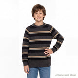 Big Kid (8-18) Boys Striped Crewneck Sweater | Brown