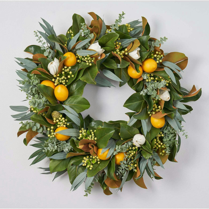 Fresh Citrus Real Touch Magnolia & Lemons, Eucalyptus Spring Estate Wreath