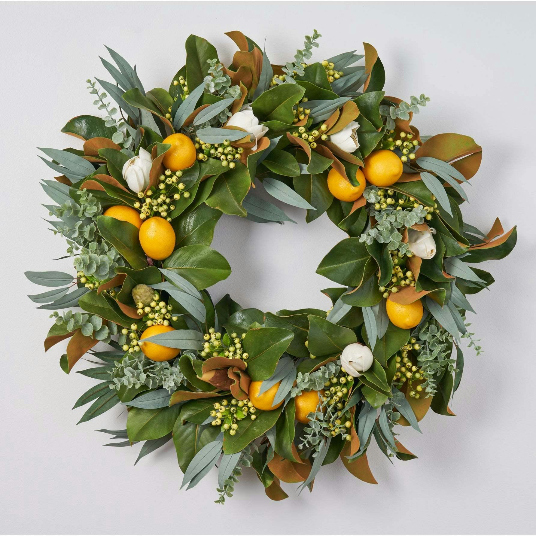Fresh Citrus Real Touch Magnolia & Lemons, Eucalyptus Spring Estate Wreath