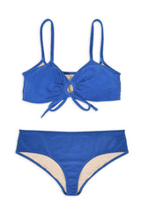 Teen Two-Piece Swimsuit, Bralette Tie Reversible & Shorty - Terry Cobalt Blue