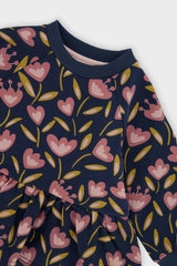 French Terry Top Blue Tulip Print