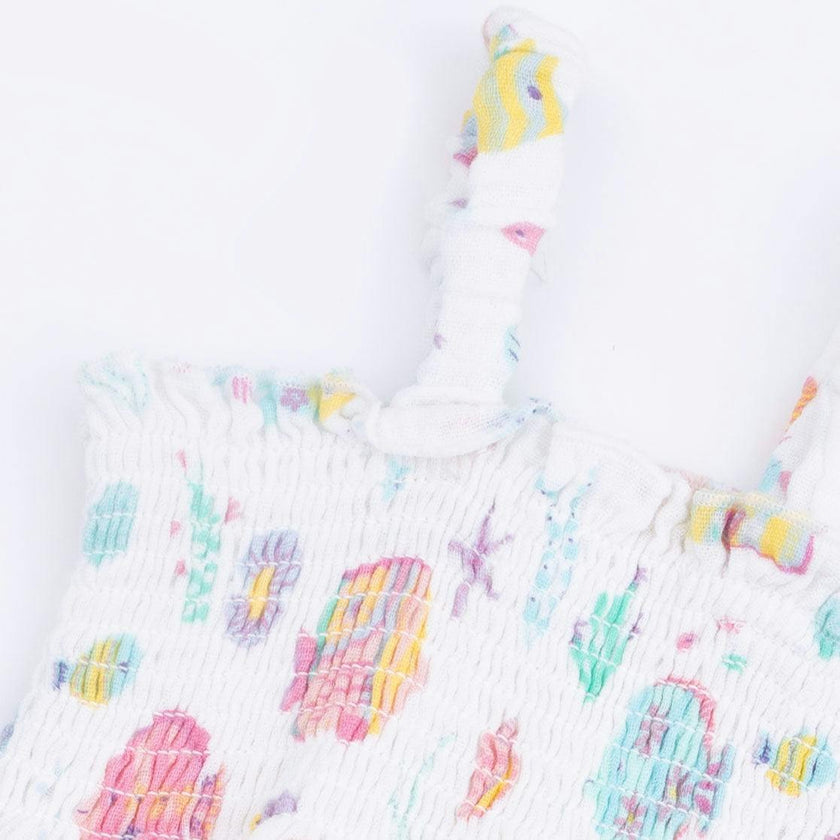 Sunny Coral Reef Fish - Smocked Romper