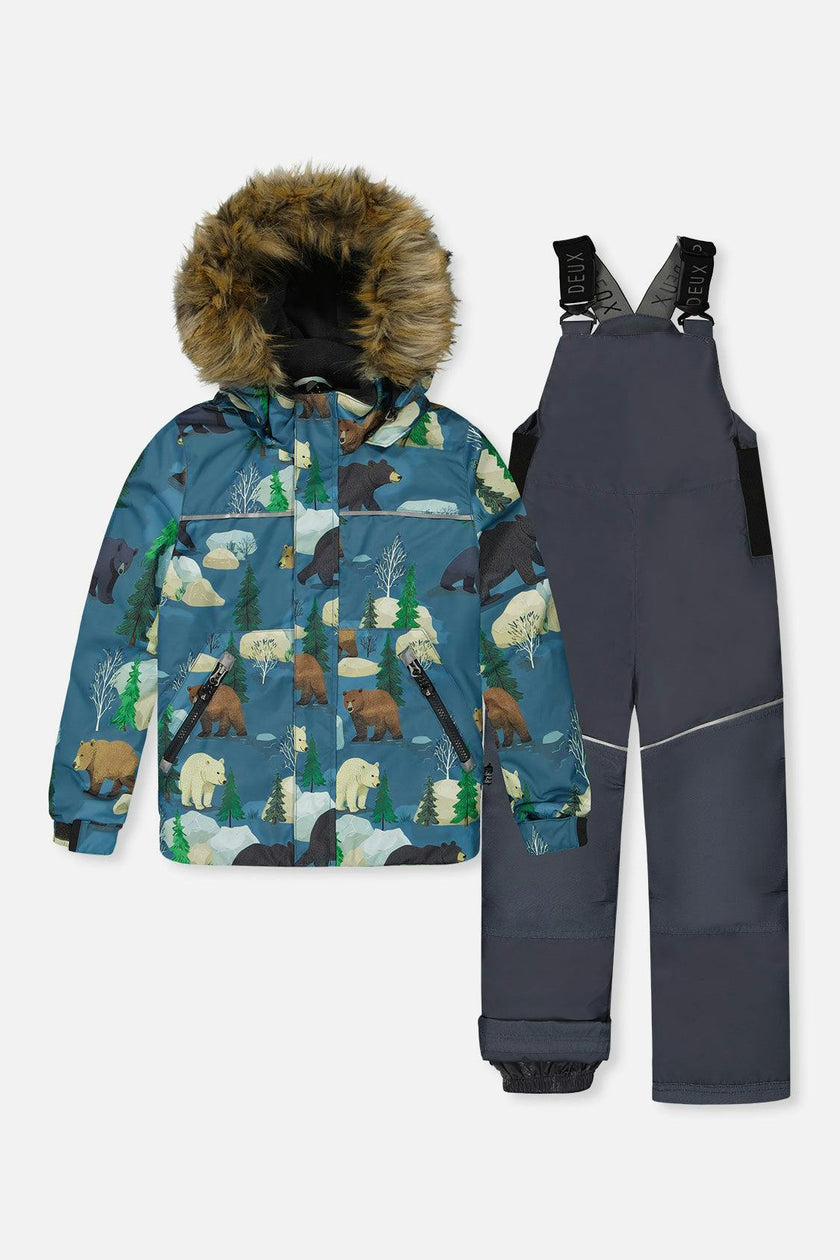 Two Piece Discover Snowsuit Blue Bear Print