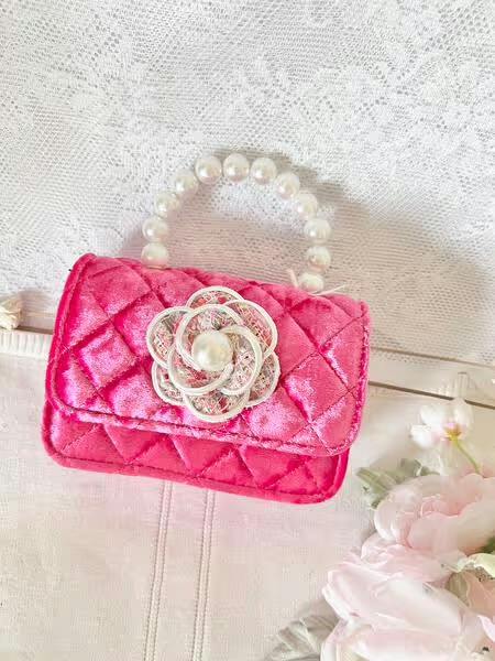Velvet Peony Tweed Flower Purse