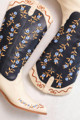Rosemary Cowgirl Boots in Cream & Navy