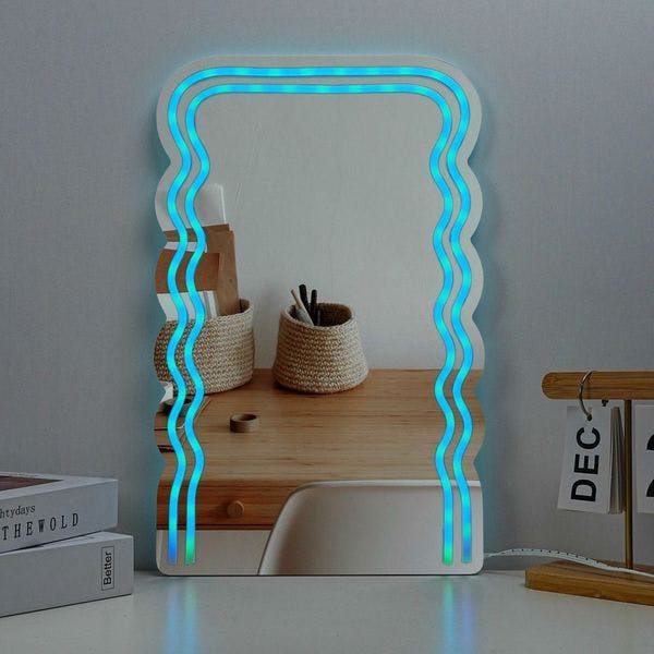 Neon LED Wave Mirror With Remote