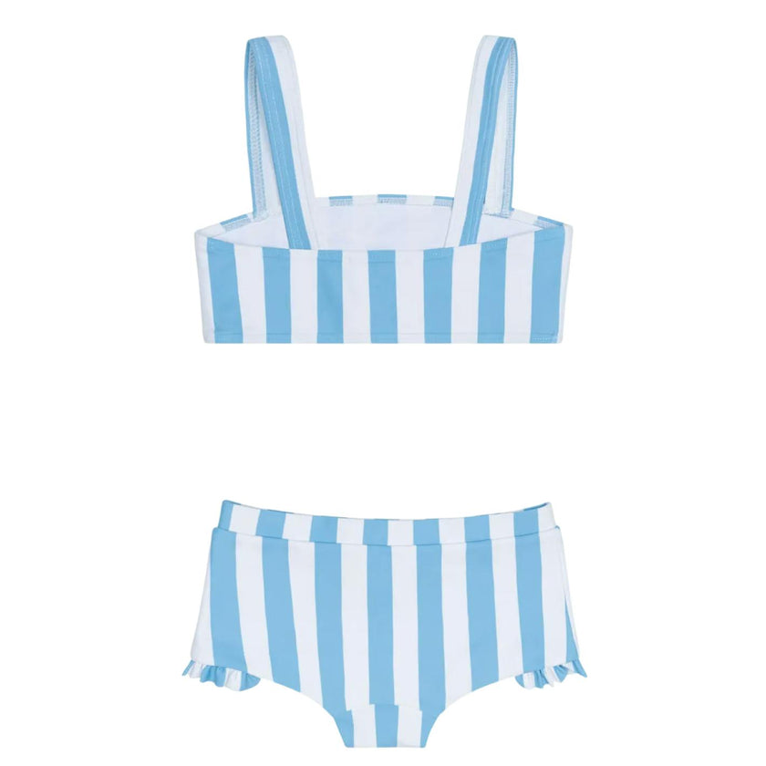 girls bay stripe bandeau bikini and swim shorts