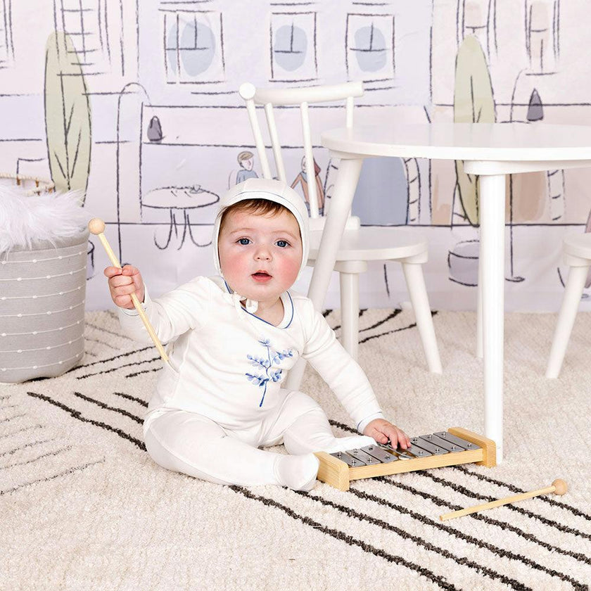 Stem Stitch Footie & Hat Set