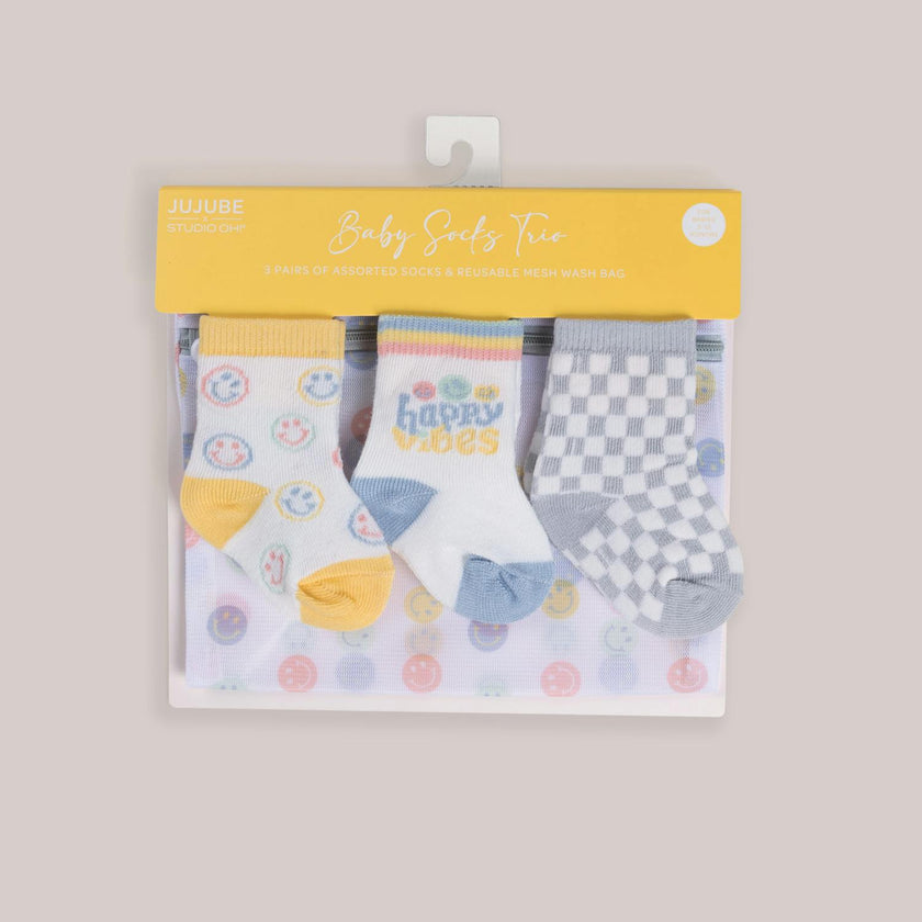 Baby Socks Trios With Zipper Wash Bag