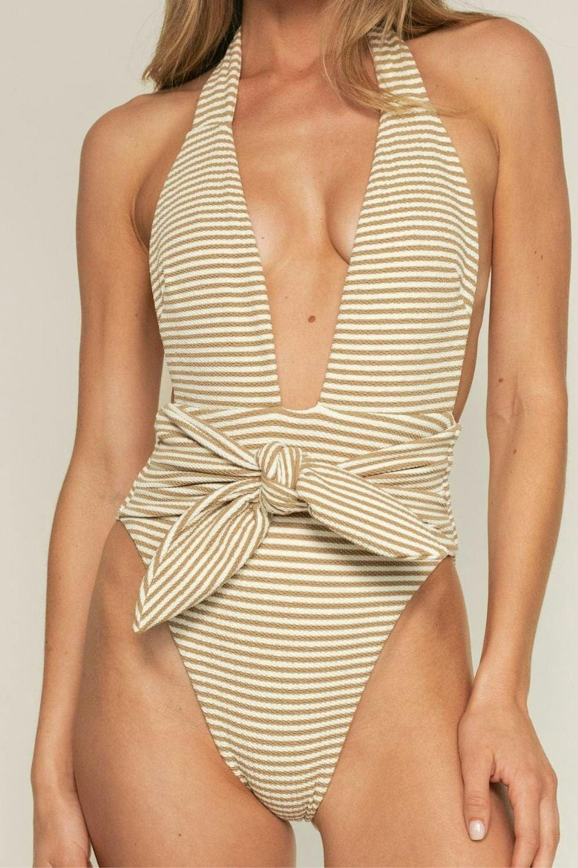 Women's Tropez Striped Tie-Up One-Piece Swimsuit